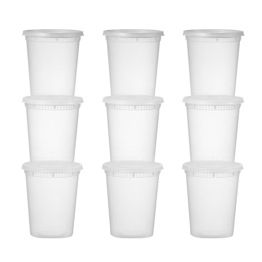 32oz Plastic Food Storage Containers with Lids 48 Sets Cups & Lids Meal Prep Containers Microwave Safe Portable
