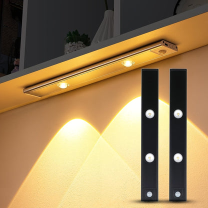 Motion Sensor LED Cabinet Light USB Rechargeable Dimmable Night Light Gesture Control 3 Modes Wireless Under Cabinet Lighting for Kitchen Bedroom Stairs Closet Reading Bedside 2pcs 3pcs