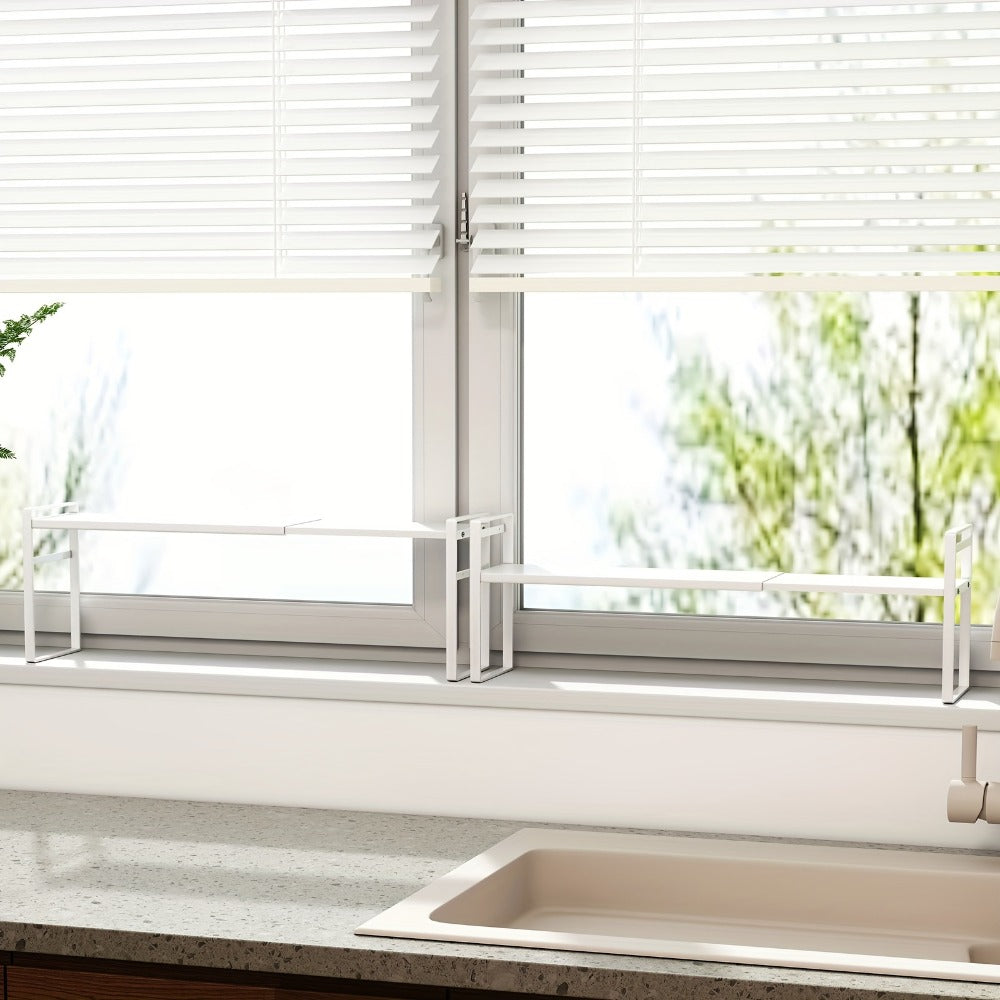Narrow Shelf Organizer for Kitchen Bathroom Windowsill – Slim Adjustable Stackable Rack for Small Spaces, Counter Top, Window Plant Stand, Tall Thin Storage Shelving Unit