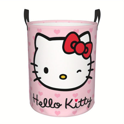 Hello Kitty Collapsible Laundry Basket with Handle - Sanrio Oxford Cloth Foldable Hamper, Portable Storage Bin for Bedroom Bathroom Dorm, Cute Kawaii Laundry Hamper for Girls