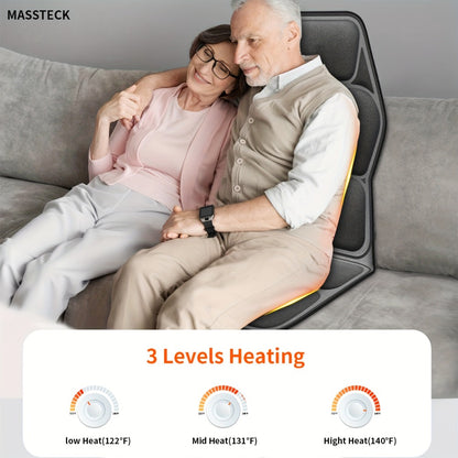 Massage Seat Cushion with Heat 9 Vibration Motors Triple Heating Pad Lumbar Traction Full Body Massager for Back Waist Hip Leg for Couch Chair Gift for Mom Dad Women Men