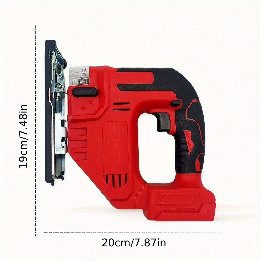 Cordless Jigsaw Tool with Brushless Motor - Variable Speed Bevel Angle 0-45° LED Light 3-Position Rail for Straight Lines Curves Circles Wood Cutting Power Saw (Battery Not Included)