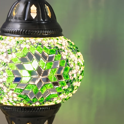Moroccan Table Lamp Handmade DIY Turkish Lamp Dimmable Glass Metal Brass Bohemian Bedside Night Light with Remote for Bedroom Living Room Office Vintage Boho Home Decor Gift Multiple Colors