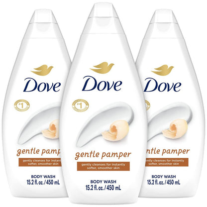 Dove Body Wash Gentle Pamper 450ml 3 Pack | Moisturizing Shower Gel with Soft Jasmine & Shea Butter Scent