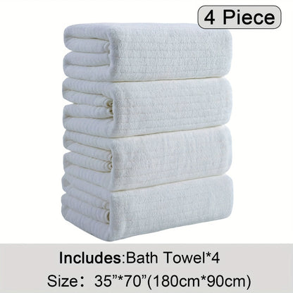 Bath Towels Set 4 Pack 35x70 Inch Oversized Extra Large - Microfiber Super Absorbent Quick Dry XL Bath Sheet Soft Bathroom Towels | 13 Colors | Family Hotel Spa Shower Towel Set Coastal Style