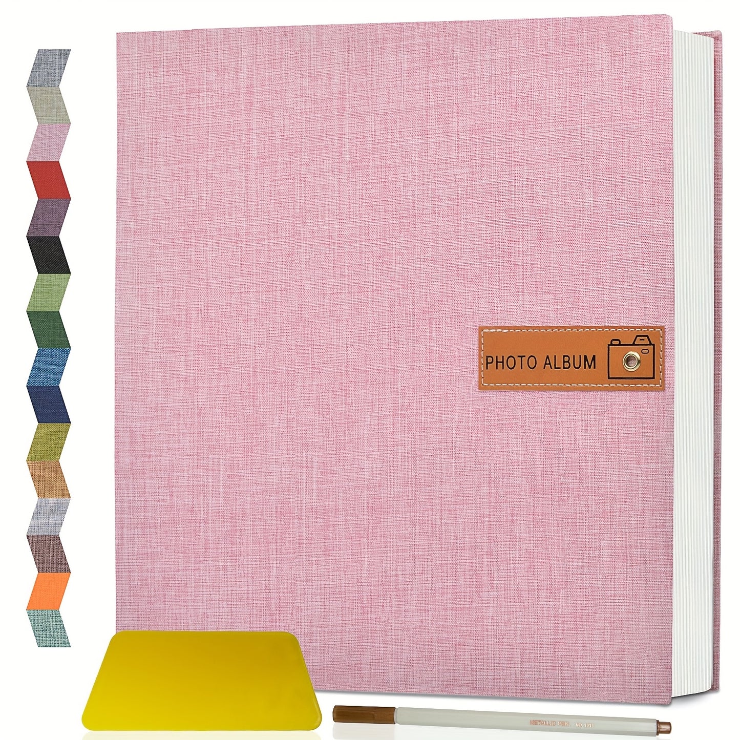 Self Adhesive Photo Album Scrapbook – Large Linen Cover Memory Book for 4x6 5x7 8x10 Photos, DIY Picture Book with Metal Pen, Gift for Mom, Baby, Wedding, Valentine's Day & Mother's Day, 40 & 60 Pages