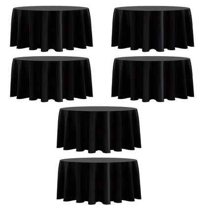 120 Inch Round Tablecloth Bulk Pack – Wrinkle-Free Table Cover for Wedding, Party, Christmas & Halloween, Black or White (6/12/18 Pack)