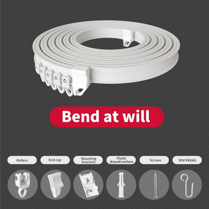 Flexible Curtain Rail Track – Bendable PVC Ceiling Mount Curtain Rod for Bay Window, Bathroom & Home Decor, Trim-to-Fit Monorail Curtain Track System
