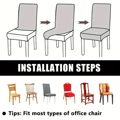 Stretch Dining Chair Covers Set | Elastic Jacquard Slipcovers for Dining Room Kitchen Wedding Office, 4pcs or 6pcs, 9 Colors, Washable Furniture Protector