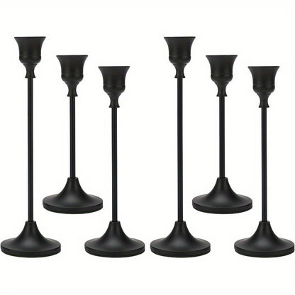 Metal Bell Candlestick Holders Set – Vintage Copper & Black Taper Candle Holders for Wedding Centerpieces, Christmas Table Decor, Halloween, Anniversary, Birthday Party, Home & Hotel Decoration