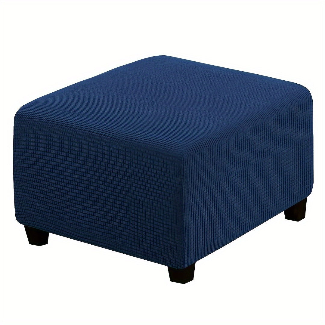 Square Ottoman Cover Elastic Stretch - Polar Fleece Footstool Slipcover with Elastic Band Closure Machine Washable for Home Office Decor, 6 Colors L XL