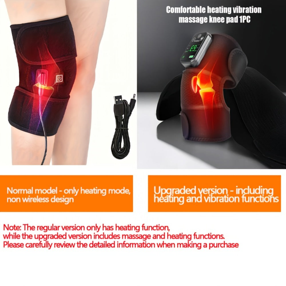 Heated Knee Massager with Heat and Vibration Massage – Wireless Portable Electric Knee Brace Wrap for Pain Relief, Arthritis, Joint Stiffness – 3-in-1 Shoulder Elbow Knee Heating Pad, Gift for Elderly