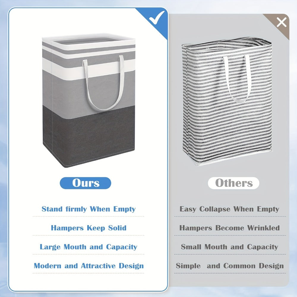 Collapsible Laundry Basket 3 Pack 75L – Freestanding Tall Clothes Hamper with Easy-Carry Handles for Bedroom, Bathroom, Family & Dorm – Large Capacity Folding Laundry Bin Set