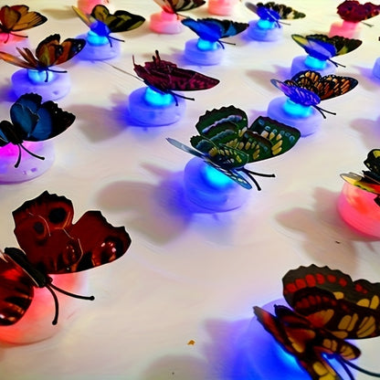LED Butterfly Wall Stickers 30pcs 3D Glowing Butterfly Decorations Night Light Colorful Wall Decals for Bedroom Living Room Party Wedding Christmas Holiday Home Decor Random Color
