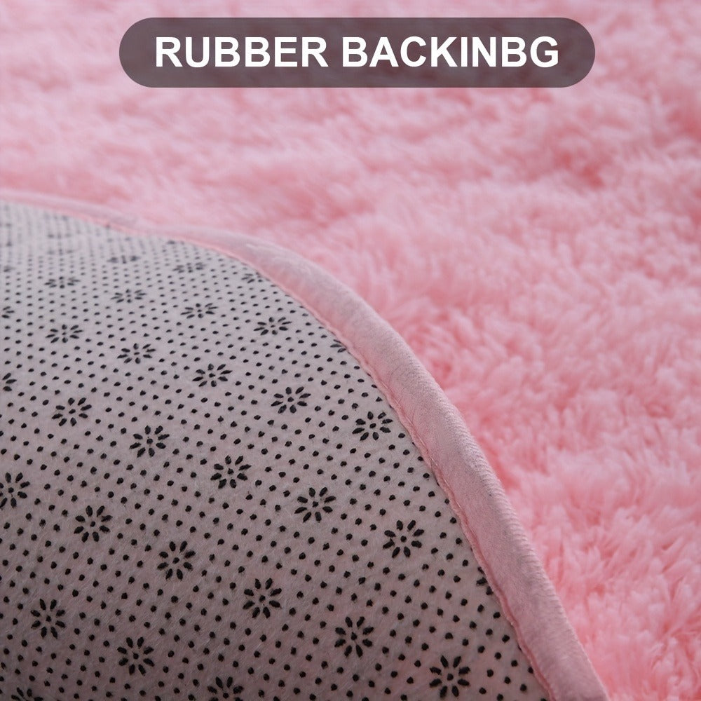 Round Shaggy Plush Rug – Soft Fluffy Circular Carpet for Bedroom & Living Room, Easy Clean