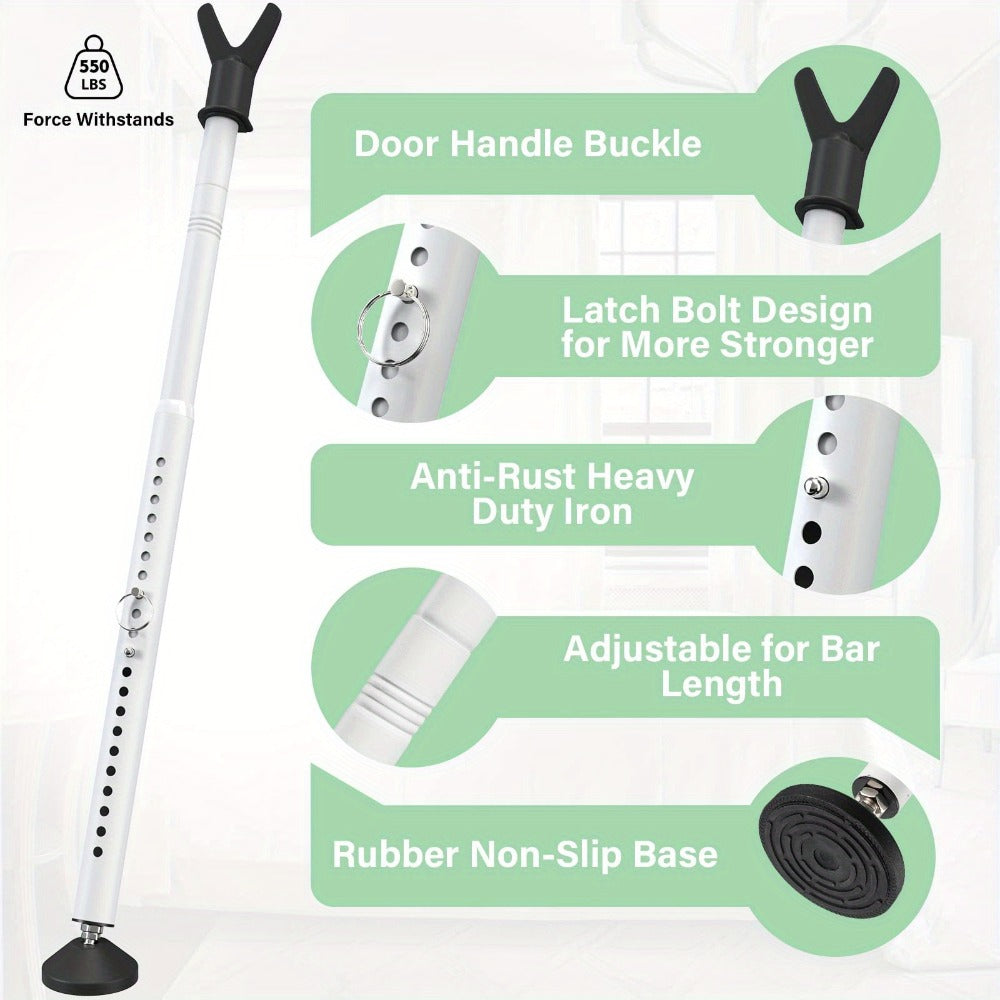 Door Security Bar Adjustable 28-45 Inch – Heavy Duty Door Barricade Bar with Anti-Slip Base, Fits Standard & Sliding Doors, Windows, Apartments, Hotels – Home Security Door Stopper Jammer 1 or 2 Pack