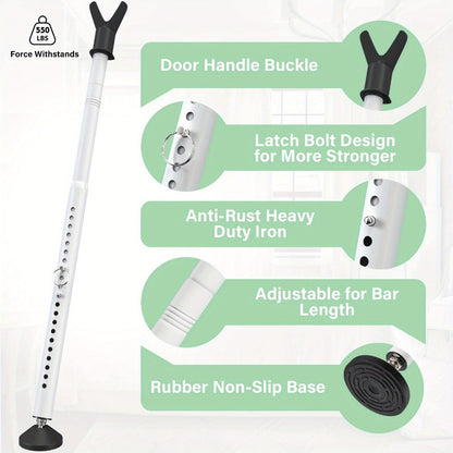 Door Security Bar Adjustable 28-45 Inch – Heavy Duty Door Barricade Bar with Anti-Slip Base, Fits Standard & Sliding Doors, Windows, Apartments, Hotels – Home Security Door Stopper Jammer 1 or 2 Pack