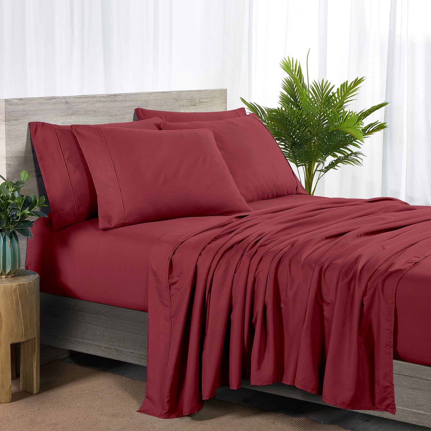 Bamboo Blend 6-Piece Sheet Set – 2000 Thread Count SnugGrip Fitted Sheet 16" Deep Pocket Soft Wrinkle Resistant Twin Full Queen King Cal King