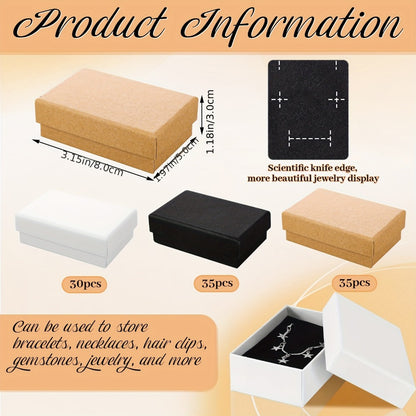 Jewelry Gift Boxes Bulk 100pcs Cardboard Paper Boxes for Necklace Earring Bracelet Ring Storage Packaging Display Christmas Thanksgiving Gift Boxes Brown Black White 3.2x2x1.2in