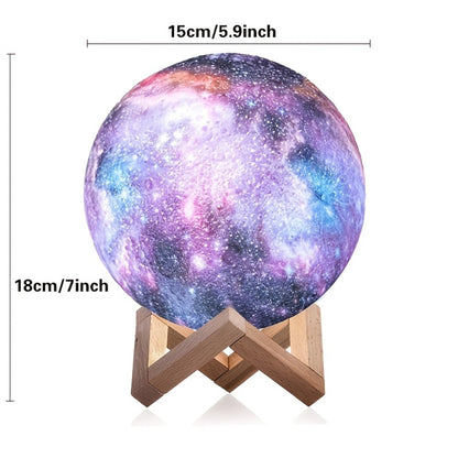 Moon Lamp Night Light 16 Colors 3D Galaxy Lamp with Wooden Stand Remote Control USB – Perfect Birthday Gift for Women Men Lovers (5.9 Inch)