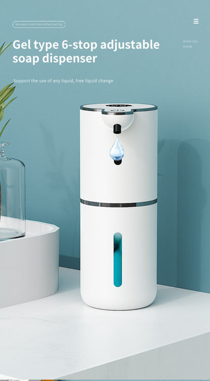Automatic Sensor Soap Dispenser Foam Type 6 Gear Digital Display - Rechargeable Touchless Large Capacity Countertop or Wall Mount | Black White | Kitchen Bathroom Restroom Hands Free