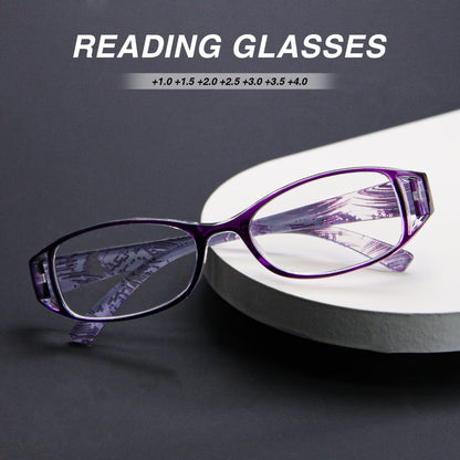 Womens Reading Glasses 16 Pack Elegant Square Full Frame High Definition Lenses 4 Colors Purple Blue Brown Black Comfortable Stylish Readers for Computer Book Reading Long Distance Magnification 1.0 to 4.0