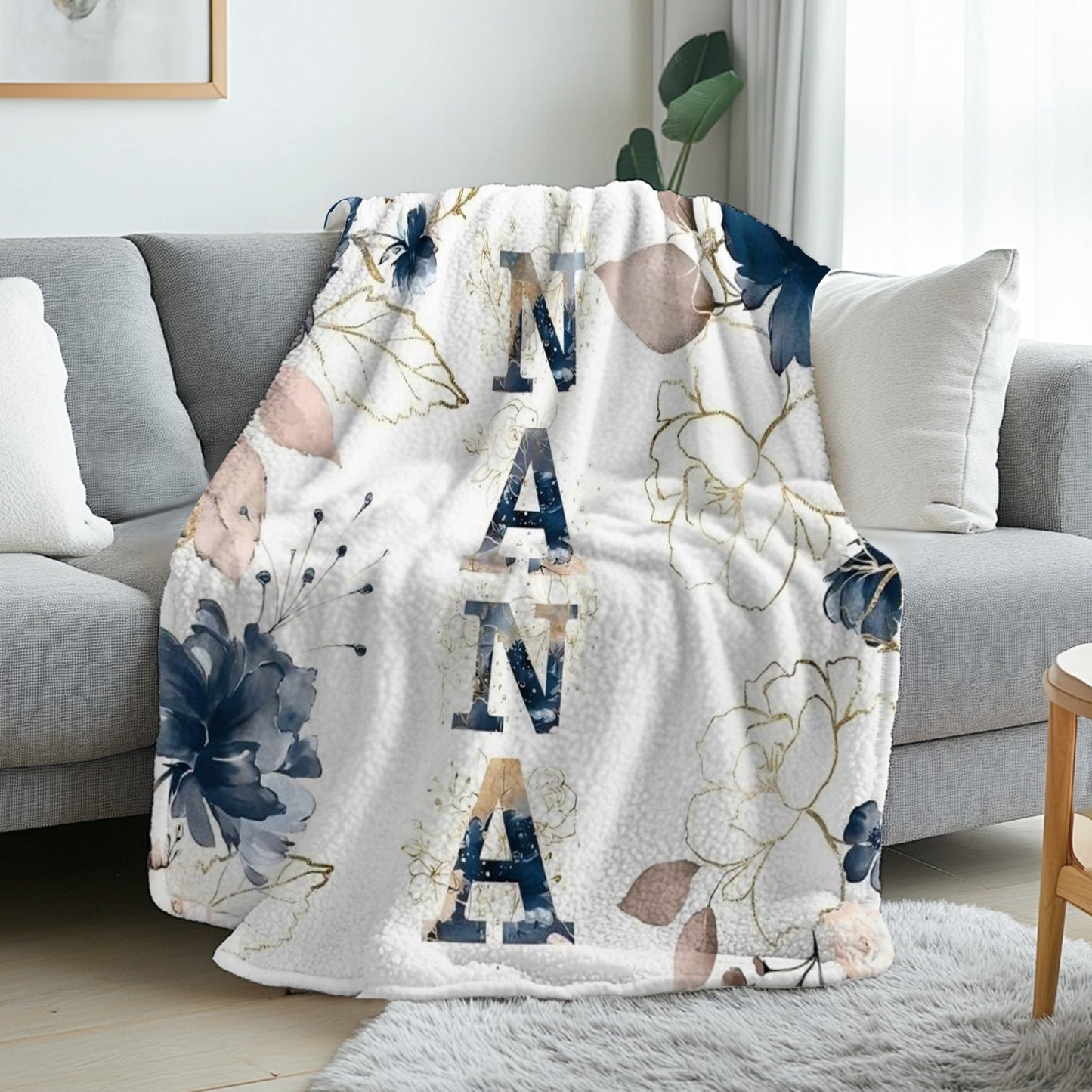 Floral Flannel Blanket – 280gsm Soft Warm Elegant Flower Print Bedspread for Sofa, Bed & Living Room, Machine Washable, 3 Sizes