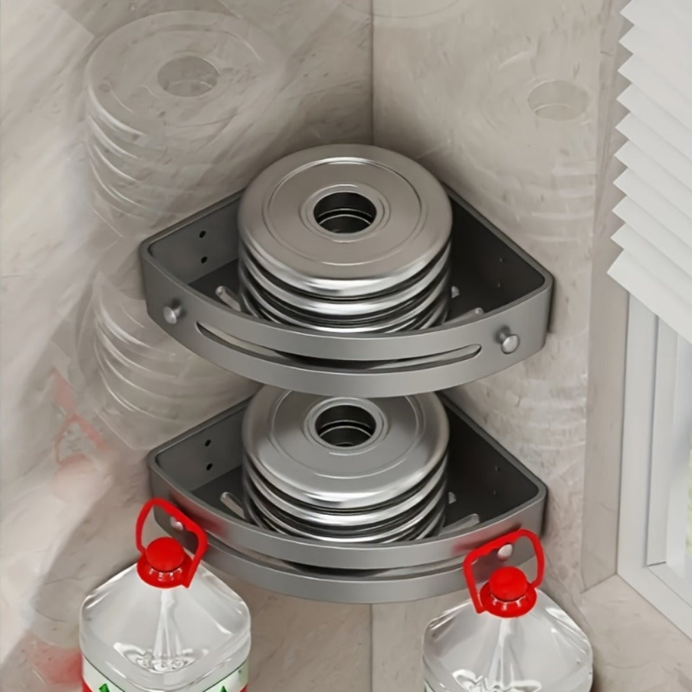 Corner Shower Caddy Organizer 2pcs – 2-Tier No-Drill Wall-Mounted Bathroom Shelf Rack with Adhesive Mounts, ABS Plastic Shower Shelves for Shampoo, Soap & Essentials
