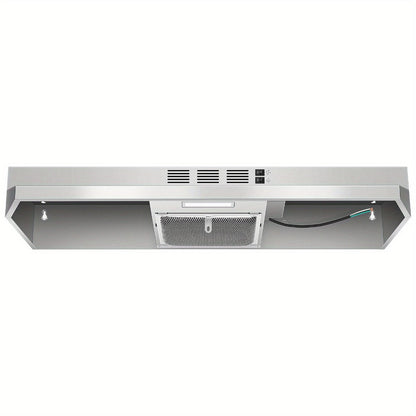 Range Hood 36 Inch Under Cabinet Ducted Ductless Convertible Stainless Steel 350CFM 2-Speed Exhaust Fan LED Light 3-Layer Aluminum Mesh Filter Top Rear Venting Kitchen Vent Hood