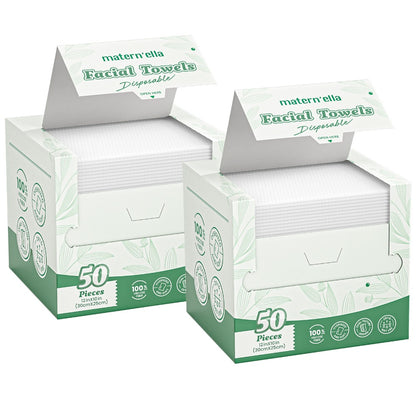Disposable Face Towels Jumbo Ultra-Soft Extra Thick – Highly Absorbent Dry Wet Dual-Use Facial Wipes for Makeup Removal, Facial Cleansing, Spa & Travel, All Skin Types, 50 / 100 / 150 Sheets per Pack