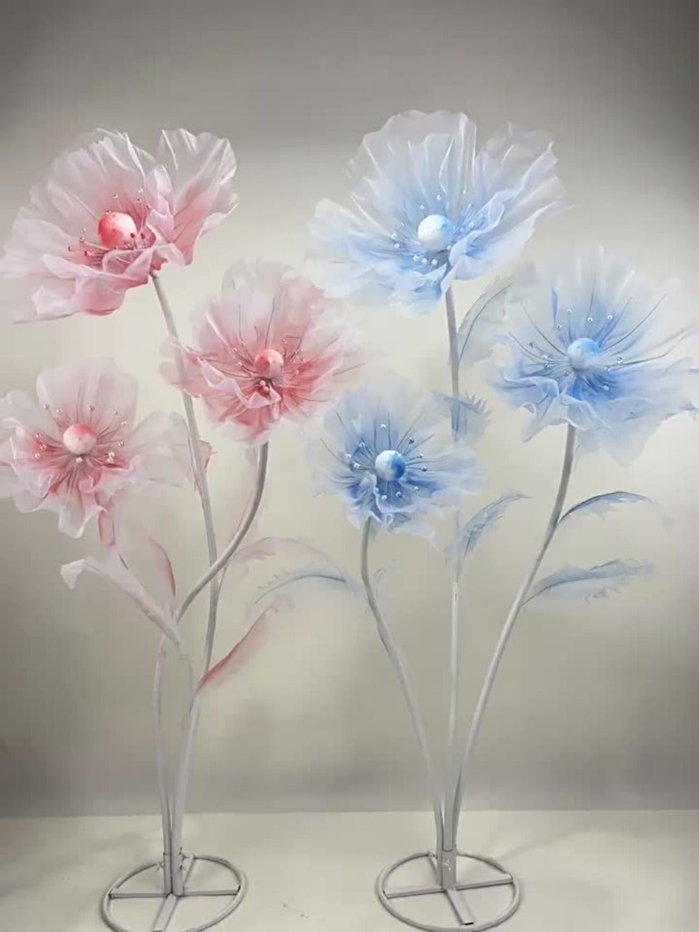 Artificial Silk Peony Flowers Giant Set of 3 Large Fake Flowers with Base & Branches for Wedding, Birthday Party, Home Decor & Window Display – 8 Colors