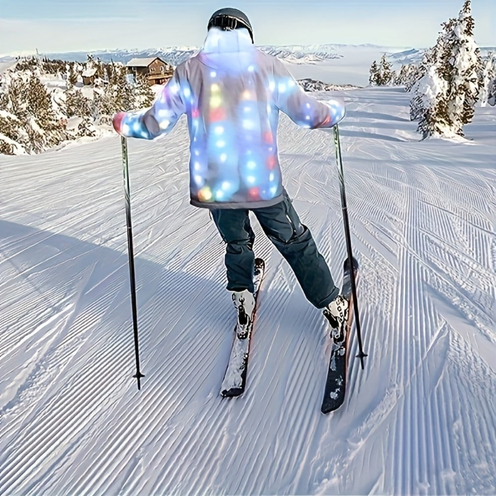 LED Light Up Party Jacket for Adults – Glowing Rave Costume Unisex Luminous Coat for Halloween, Christmas, Dance Parties & Festivals, Battery Powered, Washable Polyester, Sizes S-XXL