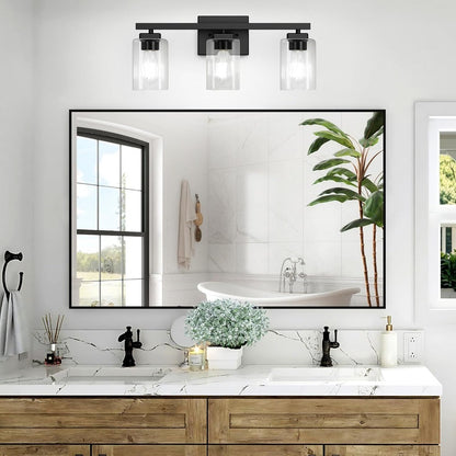 Modern Black Vanity Light Bar Wall Sconce Bathroom Fixture 3 4 5 Light Over Mirror Bedroom Hallway Living Room Hard-Wired Reversible Glass Shade