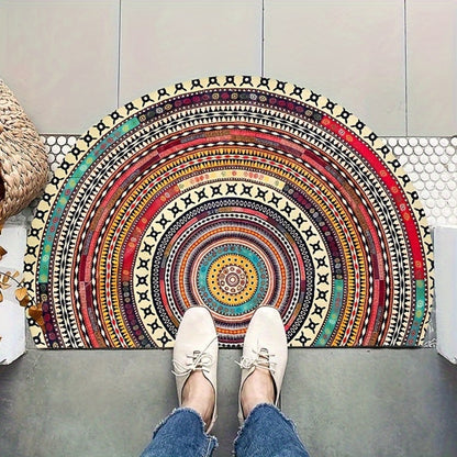 Outdoor Door Mat Heavy Duty Non-Slip Welcome Mat for Front Door Entrance Patio Porch, Durable Low-Profile Rug, Multiple Colors & Sizes, Light Blue Brown Dark Blue Gray Rainbow