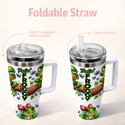 Frog Insulated Stainless Steel Water Bottle 16oz 40oz Cute Tumbler with Lid, Temperature Retention Travel Mug for Home Office Kitchen, Funny Gift for Women Men