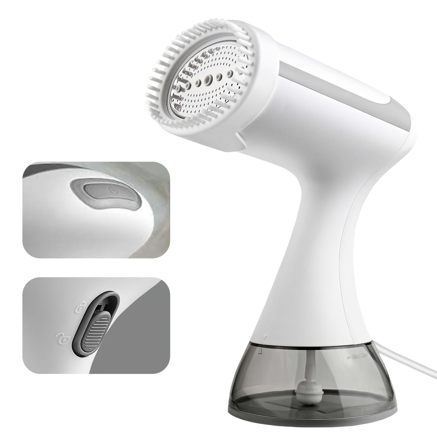 Handheld Garment Steamer 1100W 20s Fast Heating 300ml Water Tank Wrinkle Remover Steam Iron for Clothes Travel Business Home Clothing Care with Cleaning Brush Black White Carbon Fiber