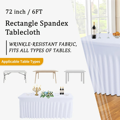Tablecloth with Skirt for Rectangular Tables – Anti-Wrinkle Table Cover in Black, White & Red, Elegant Table Skirt for Wedding, Birthday, Christmas, Halloween, Thanksgiving & Party Events, 1 or 2 Pack