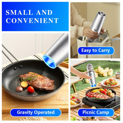 2pcs USB Rechargeable Electric Salt and Pepper Grinder Set with LED Light & Adjustable Coarseness, One-Hand Operation
