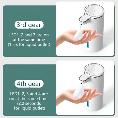 Automatic Foam Soap Dispenser Wall Mount Touchless 400ml USB Rechargeable IPX5 Waterproof 4 Adjustable Levels Sensor Soap Pump for Bathroom Kitchen Sink Office Hotel