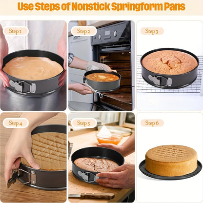 Springform Cake Pan Set 6pcs 7 8 9 10 11 Inch Heart Round Square Nonstick Leakproof Removable Bottom Carbon Steel Bakeware for Cheesecake Mousse Honeycomb Birthday Wedding Cake