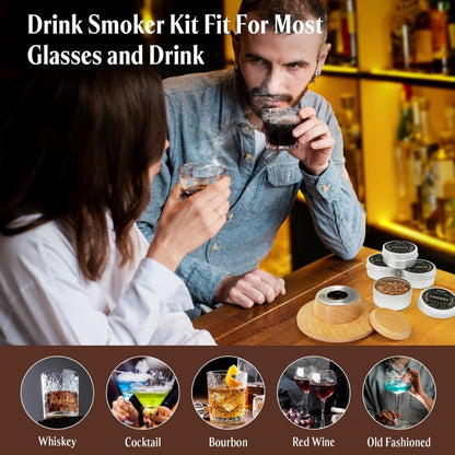 Whiskey Smoker Kit with Torch 26pcs - 12 Wood Chip Flavors, 3 Filters, Cocktail & Old Fashioned Smoker Kit - Bourbon Whiskey Gifts for Men, Dad, Husband, Birthday Gift Set (No Butane)