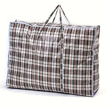 Large Moving Storage Bags 3 Pack Heavy Duty Reusable Zipper Organizer Bags for Clothes Bedding Blankets, High Capacity Checkered Fabric Bags for Home Moving Closet Organization Holiday Decor Storage