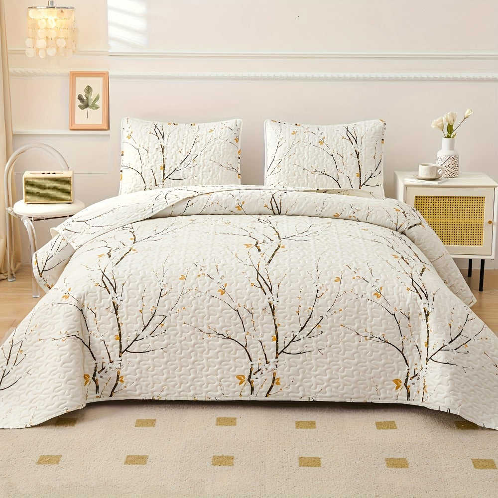 Reversible Floral Comforter Quilt Set – Soft Microfiber Botanical Bedding, Twin Full Queen King, All Seasons – White, Blue, Pink & More