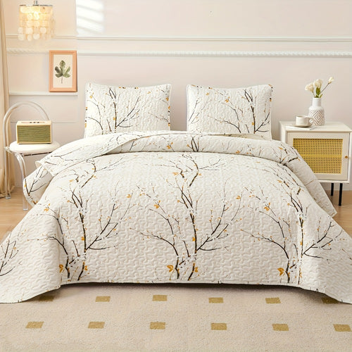 Reversible Floral Comforter Quilt Set – Soft Microfiber Botanical Bedding, Twin Full Queen King, All Seasons – White, Blue, Pink & More