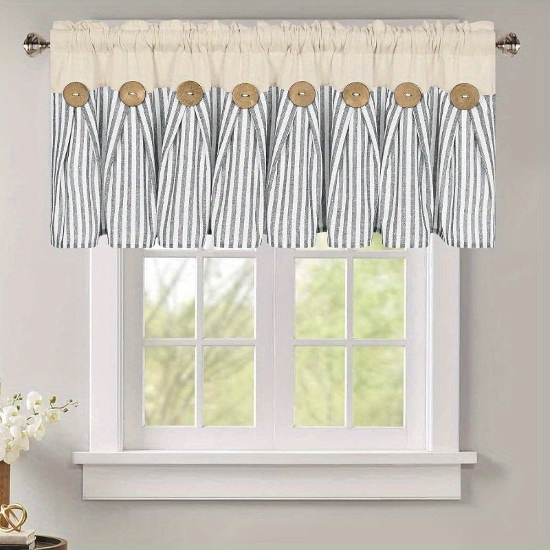 Semi Sheer Curtains Bohemian Linen Cotton Patchwork Grommet Top Window Drapes for Bedroom Living Room Kitchen Bathroom Cafe - Boho Country Cottage Style 4 Seasons 1 or 2 Panels