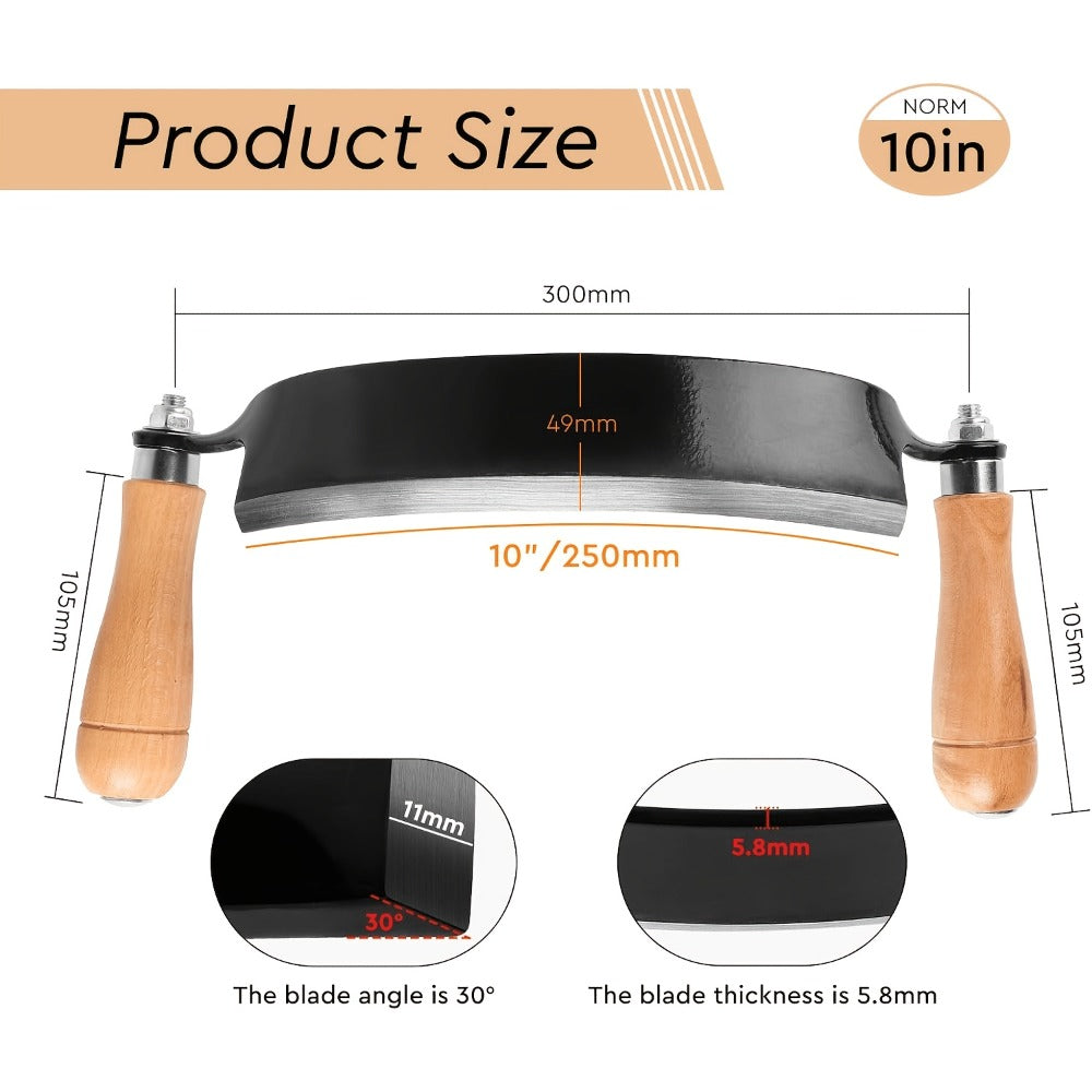 Draw Knife Woodworking Tool Curved, 5" 8" 10" Drawknife Debarking Shave Tool with Ergonomic Handle, Wood Bark Stripper for Timber Framing, Wood Turning, Carving & Log Peeling