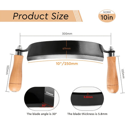 Draw Knife Woodworking Tool Curved, 5" 8" 10" Drawknife Debarking Shave Tool with Ergonomic Handle, Wood Bark Stripper for Timber Framing, Wood Turning, Carving & Log Peeling