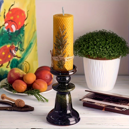 Beeswax Pillar Candles Hand Rolled with Honeycomb Texture – 100% Pure Beeswax, 12+ Hour Burn, Gift Box Set for Home Decor, Christmas, Dinner & Holiday Decorations