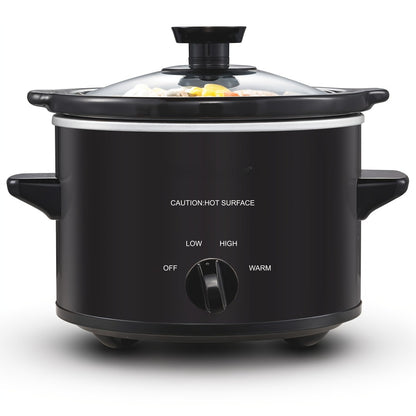 Mini Slow Cooker 1.5QT & 2.0QT with Adjustable Temperature Ceramic Crock & Dishwasher Safe Glass Lid – Small Slow Cooker for Sauces Dips Soups Stews, Stainless Steel & Black