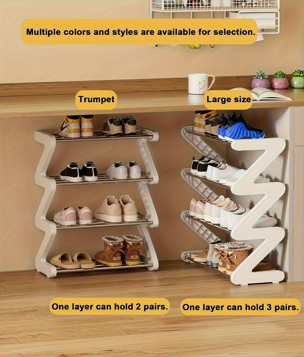 4-Tier Shoe Rack Upgraded Metal Tubes – Multi-Layer Shoe Storage Organizer with Thickened Plastic Parts for Entryway, Doorway, Bedroom, Hallway & Dorm – Graphite Black, Pink, Gray & Blue